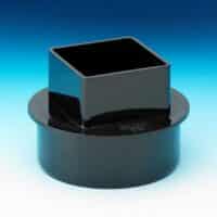rainwater adaptor 110mm to 65mm square Aquaflow black white