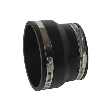 Budget 4 inch clay to PVC flexible coupler black underground drainage connector with clamp bands