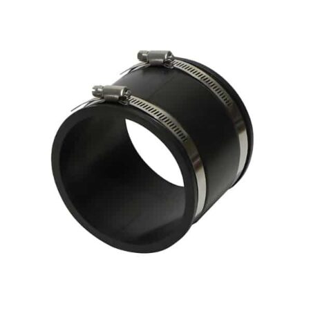Budget 4 inch PVC flexible coupler black underground drainage connector with clamp bands