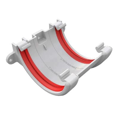 White Freeflow 112mm Half Round Gutter Union Bracket FRR602