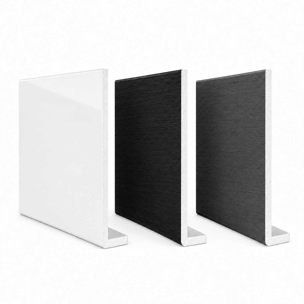 Freefoam 300mm capping fascia boards in White, Black Ash and Anthracite Grey