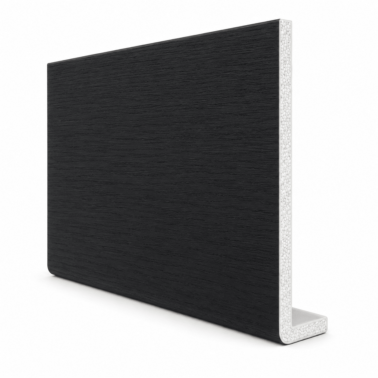 Freefoam FW300WGB 300mm capping fascia board in Black Ash Woodgrain
