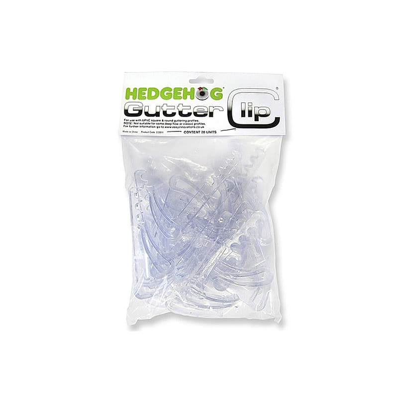 Hedgehog Gutter Brush Clips Pack of 20 clear plastic gutter leaf guard fixings