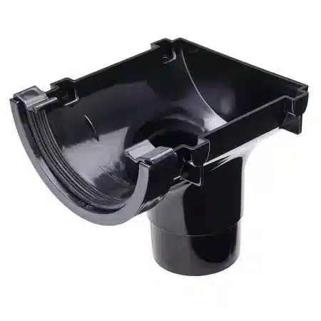 Kayflow Stopend Outlet 112mm Half Round Black KFO2BL