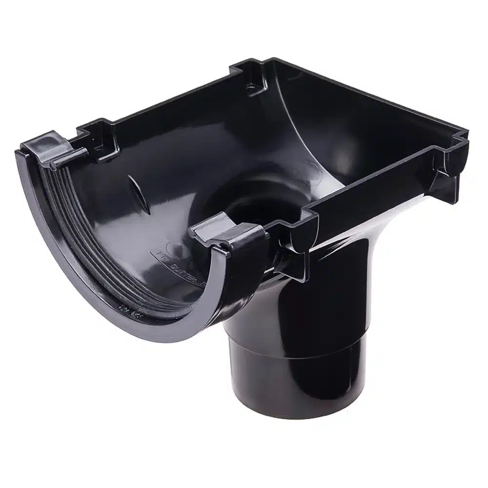 Kayflow Stopend Outlet 112mm Half Round Black KFO2BL