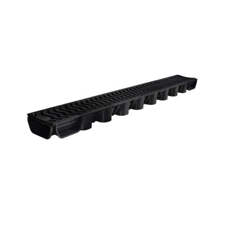 Polydrain 50mm deep low flow channel drainage with built-in 90-degree corner connection slots.