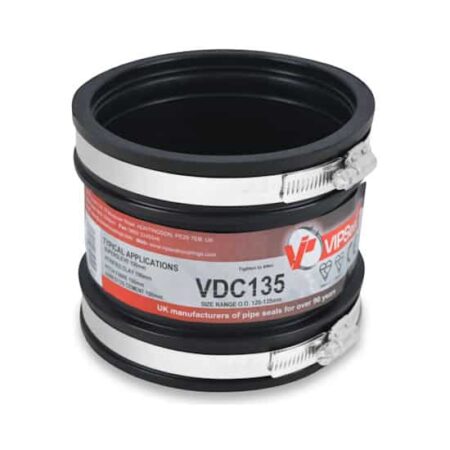 VIPSeal VDC135 flexible drainage connector for 4 inch clay pipe 120mm to 135mm